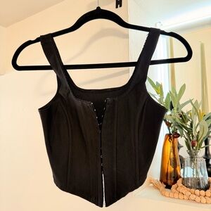Black Square Neck Corset Bustier Top